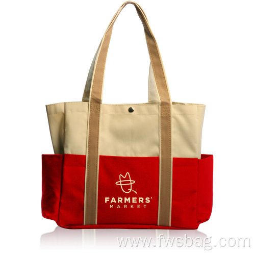 Print 600D Polyester Canvas Tote Bag With Multi-pocket